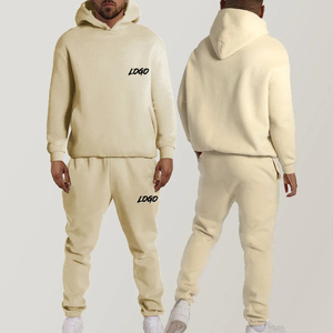 Ensemble de survêtement décontracté marron uni surdimensionné avec sweat à capuche et pantalon de jogging, style streetwear, prix de gros - Product Image 5