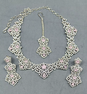 Trendy Silver Plated Brass Natural Imitation Pearl & CZ Marquise Cut <b>Rope</b> <b>Chain</b> Flower Pattern Statement Necklace Model an 220 - Product Image 5