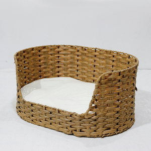 Rattan Pet <b>Bed</b> Woven <b>Dog</b> Cat Basket House with Cushion For Pet - Product Image 6