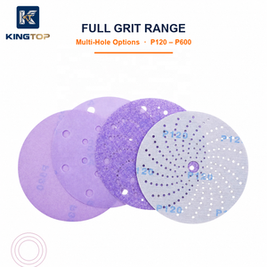 Disque abrasif en céramique à crochets et boucles multi-perforé de 150 mm, dureté moyenne P60/P180, OEM pour la retouche de peinture automobile - Product Image 2
