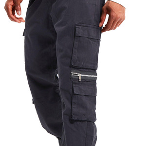 Pantalon cargo décontracté pour homme, multi-poches, détail de poche zippée, poignets élastiques, léger, imperméable, respirant, été - Product Image 1