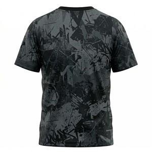 T-shirt streetwear personnalisé à impression intégrale par sublimation, motif abstrait monochrome foncé pour homme, style grunge - Product Image 3