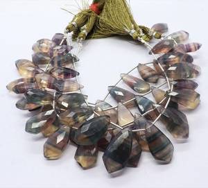 Perles de fluorite naturelle multi-facettes en forme de cravate 10x21-14x28MM, perles de pierres précieuses en fluorite, prix de gros, lot en vrac de 8 pouces - Product Image 1