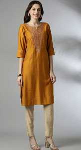 Women Viscose Rayon Kurtis Purple Embroidered Traditional Loose Fit Midi Casual Wear India Pakistan Style Casual Wear Kurtis - Product Image 6