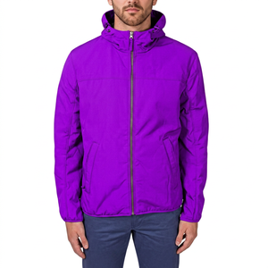 Men's Navy Hooded <b>Jacket</b> Windproof Zipper Casual <b>Winter</b> Wear Regular Fit Polyester Shell with Lining - Product Image 5