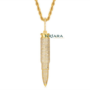 Colgante de Plata 925 Chapado en Oro con Diseño de Punta de Diamante Cultivado en Laboratorio, Joyería Hiphop Unisex para Uso Diario - Product Image 5