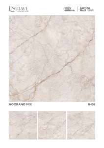 Carreaux en porcelaine 600x600 mm finis avec des détails sculptés mats offrant une douceur visuelle et une caractéristique de sol intérieur structuré. - Product Image 5