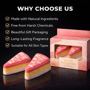 Bomba de Baño con Forma de Pastel Creativa, Aroma Dulce, Bola Efervescente para Spa, Hidratante para el Cuidado de la Piel, Bola de Baño de Burbujas para Regalo y Relajación - Product Image 5