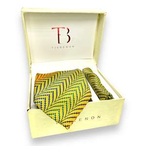 Conjunto de Corbata de Seda y Pañuelo de Bolsillo para Hombre |   Patrón Jacquard de Lujo |   Caja de Regalo Formal para Bodas y Negocios, Estilo Clásico |   Pañuelo de bolsillo para corbata - Product Image 1