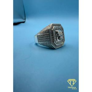 Anillo Geométrico de Plata de Ley 925 con Diamante Moissanita y Piedra Central Brillante, Joyería Hip Hop para Minoristas - Product Image 2