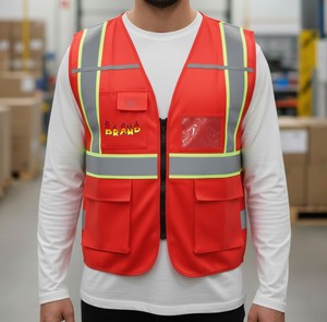 Gilet de sécurité réfléchissant haute visibilité avec fermeture éclair pour les travailleurs de la construction, de l'ingénierie et de l'entretien - Product Image 6