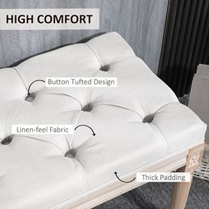 Panca per Camera da Letto in Stile Francese, Bianco Crema con Gambe in Legno Massello, Arredo Classico Rustico per Fondo Letto - Product Image 4