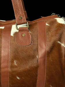 Sac de voyage en cuir véritable de qualité export avec fermeture éclair, en peau de vache à poils, style mode, pour la gym et les bagages LHDB-0140 - Product Image 5