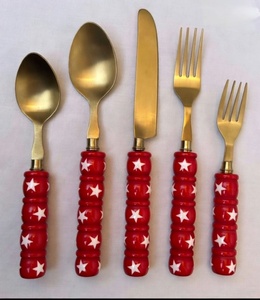 Nuevo juego de cubiertos de acero inoxidable con mango de resina, el mejor regalo, vajilla, utensilios de cocina, juego de cubiertos para bodas y fiestas. - Product Image 3