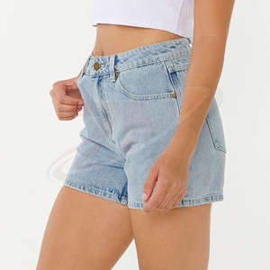 Shorts de Mezclilla para Mujer, Cintura Alta, Casuales, de Verano, con Logotipo Personalizado, Ropa Urbana, Fabricante de Ropa OEM - Product Image 1