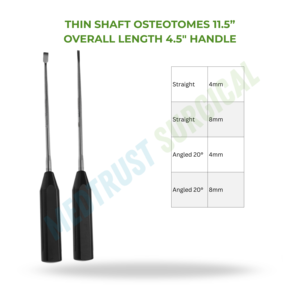 Osteótomos de eje delgado de 11.5 pulgadas, instrumento quirúrgico neurológico para corte óseo preciso y descompresión espinal - Product Image 2