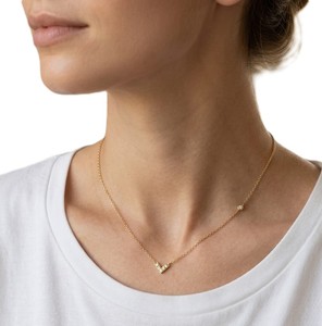 Collier pendentif délicat en or jaune massif 14K 18K, design cœur minimaliste avec pierre naturelle ronde brillante de luxe, pour femme, mariage - Product Image 6