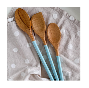 Cuchara de madera artesanal de mango con diseño de empuñadura esmaltada, utensilios de servir con colección de arte esmaltado impreso - Product Image 2