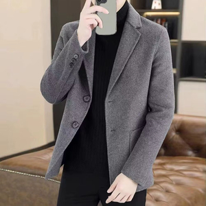เสื้อเบลเซอร์ผู้ชายสไตล์อังกฤษ ผ้าขนสัตว์ กระดุมแถวเดียว ปกแบบเว้า ความยาวปกติ ผ้าทอไม่หด สีเทา - Product Image 1
