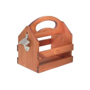 Wooden Picnic 6 Bottle Beer Carrier Holder Caddy Beers Pine Wood Tote Unfinished for Craft Wood <b>Crate</b> with Handle - Product Image 1