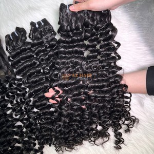 High Quality 100% Raw <b>Hair</b> Bundles Deep Wavy <b>Hair</b> Style Remy Machine Double Weft Human <b>Hair</b> Bundles Direct Wholesale Vendor - Product Image 1