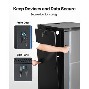 "23.6 Depth 22U Wall-Mounted Server <b>Cabinet</b> Rack Enclosure 300 Lbs Max Load <b>Lockable</b> Tempered Glass Data Center Solution" - Product Image 5