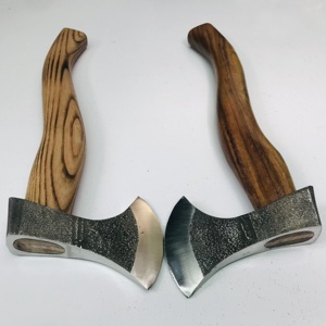 Handmade <b>Axe</b> Carbon Steel Blade Wood <b>Handle</b> With Leather Sheath Outdoor Knife - Product Image 2