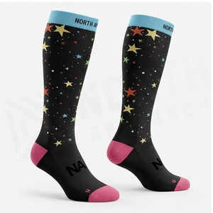 Crew <b>Socks</b> Geometric Pattern Blue Breathable Running <b>Socks</b> for Adults Spring Season - Product Image 3