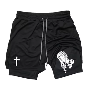Pantalones cortos para correr 2 en 1 para hombre, pantalones cortos de secado rápido para entrenamiento en el gimnasio con bolsillo para teléfono - Product Image 4