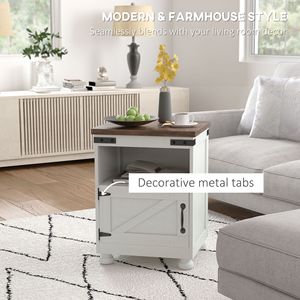 Tavolino Laterale Bianco in Stile Moderno e Rustico con Ripiano Aperto e Gambe in Legno per Arredamento Soggiorno - Product Image 6
