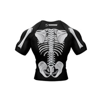 Chemise de compression à manches courtes pour homme, noire, à séchage rapide, en polyester