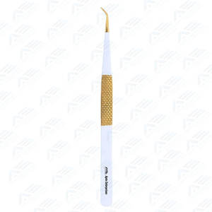 Pinzas de pestañas negras profesionales al por mayor, herramienta de extensión de pestañas de acero inoxidable sostenible con mango de diamante - Product Image 2