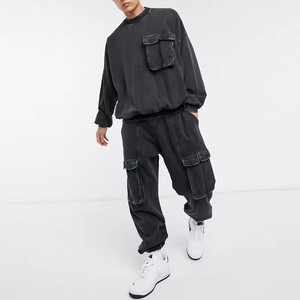 ชุดวอร์มแบบ 2 ชิ้น รุ่นวินเทจใหม่ ปี 2026 ลุคย้อนยุคฟอกสีแบบแอซิดวอช พิมพ์ลาย มีฮู้ด กางเกงขาบานทรงสแตก สำหรับทั้งชายและหญิง - Product Image 6