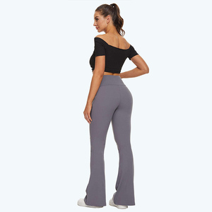 Leggings Estilo Flare de Alta Elasticidad, Clásicos, Lisos, Teñidos, Casuales, para Hacer Ejercicio al Aire Libre, Correr, Pantalones Flare de Verano - Product Image 4