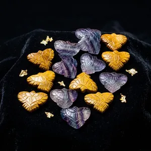 Piedras Preciosas de Citrino Azul Mugalart, Talladas a Mano con Diseño de Ojo de Tigre y Águila, 28x28mm, de Rajasthan, para Joyería - Product Image 3