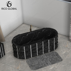 Bañera Independiente de Mármol Natural Acabada a Mano, con Vetas Orgánicas, Eleva tu Baño con Lujo Atemporal - Product Image 2