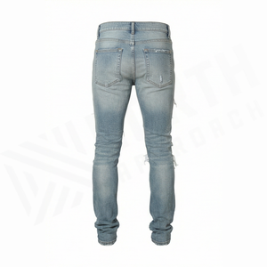 Jean en denim pour homme – Qualité supérieure, coupe droite classique et tendance, taille mi-haute, idéal automne/hiver, couleur unie, séchage rapide, léger - Product Image 2
