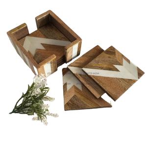 Posavasos de Acacia cuadrado redondo suministro de fábrica personalizado mejor posavasos de madera personalizado para oficina y hogar - Product Image 1