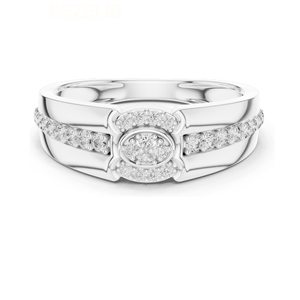 Bague halo en or rose avec diamant de laboratoire et sangle latérale élégante, cadeau de bijoux pour femme - Product Image 4