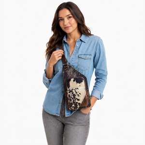 Bolso de Hombro de Cuero Vacuno, Moderno y Elegante, Bolso de Viaje Fácil de Llevar, Cinturón Portamonedas, Bolsos Multiusos Unisex - Product Image 3