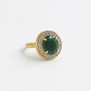 Brass Oval CZ <b>Cocktail</b> <b>Ring</b> Cubic Zirconia Jewelry - Product Image 1
