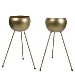 Modern Gold Metal Planters Set Round Flower <b>Stands</b> Indoor Decorative <b>Vases</b> Minimalist Design for Home Use - Product Image 2