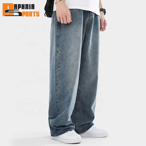 2026 Custom Print Men's Denim Pants High Quality Cotton <b>Light</b> Washed Baggy Plus Size Jeans Pant for Men's Baggy Pants - Product Image 2