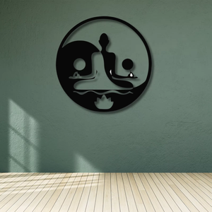 Décoration murale artisanale en fonte de fer, silhouette de Bouddha, style Art déco contemporain, inspiration zen, pour la maison - Product Image 3