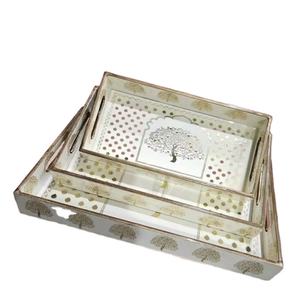 Bandeja Esmaltada con Acabado Vintage, Bandeja Esmaltada para Servir Té, Bandeja Esmaltada con Revestimiento Liso - Product Image 1