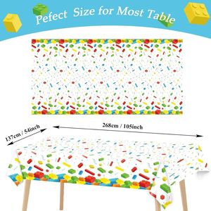 Set di 3 tovaglie Building Blocks 105 x 54 pollici, stoviglie e decorazioni a tema per feste - Product Image 1