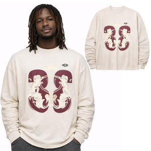 Oversized Graphic Streetwear Men’s T-Shirts Long Sleeve Cotton Blend Printed <b>Tshirts</b> for Men Wholesale Garment Manufacturing - Product Image 1