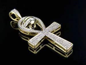 Colgante de Cruz Ankh de Moissanita Chapado en Oro sobre Plata 925, Totalmente Engastado, con Engaste de Canal, Joyería Cristiana de Fe Religiosa - Product Image 6