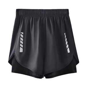 Pantalones Cortos Deportivos para Hombre, Sólidos, Sin Tejido, con Cierre de Cordón, Secado Rápido, Transpirables, Delgados, para Atletismo y Entrenamiento - Product Image 1