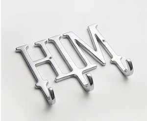 Premium HIM Letter <b>Wall</b> <b>Mounted</b> Hooks Aluminum Decorative Design Perfect For Home Storage Organization Keys Hats And <b>Clothes</b> - Product Image 4
